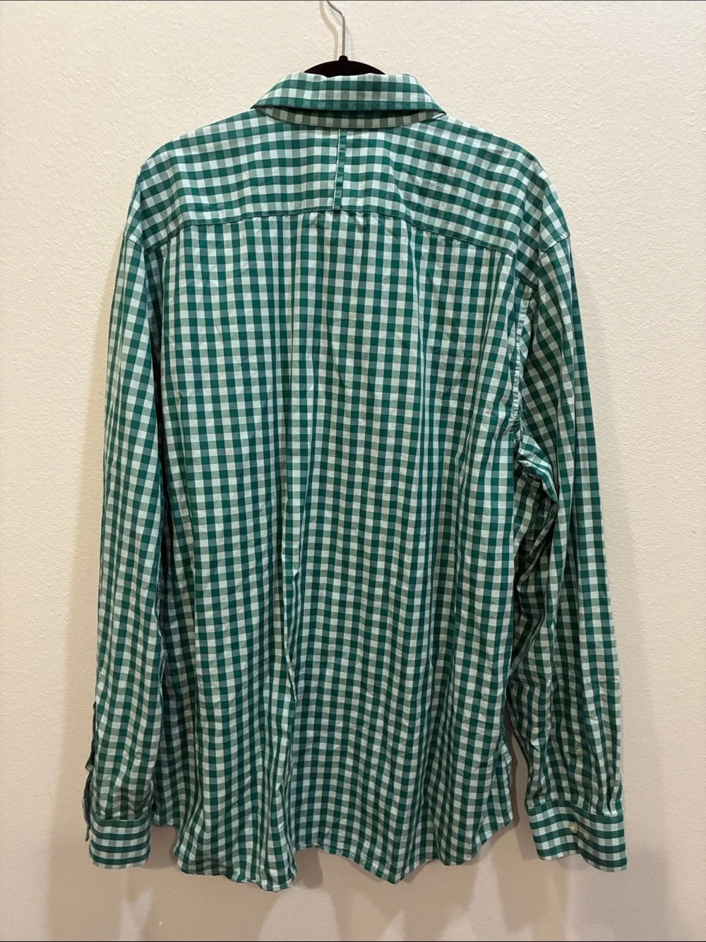 Banana Republic Luxe Stretch Poplin Green Gingham Button-Down Shirt - Men's